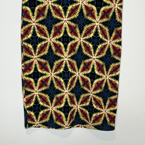 LuLaRoe Cassie Skirt Small Pencil Straight Blue Yellow Tie Dye Stretch - Picture 5 of 7